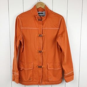 Eddie Bauer M Tall Jacket Orange Cotton Mock Neck